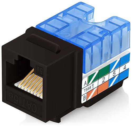 Miniatura 9 de Everest - Paquete de 20 conectores Keystone RJ45 Cat6 en ángulo de 90°, color verde, conectores RJ45 hembra de perfil delgado, conector Keystone Cat