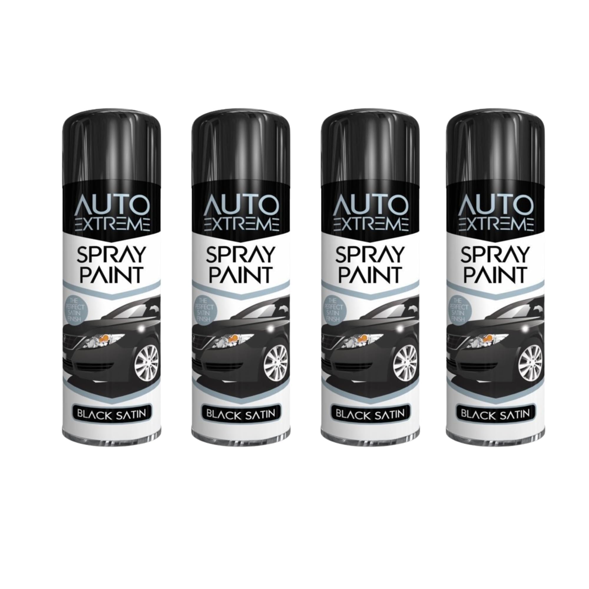 PNJB All Purpose Satin Aerosol Spray, Clear Durable Appearance, High Performance, Fast Drying Solution, High Performance, Multipurpose Black Satin Aerosol 250 ml (4 Pcs)