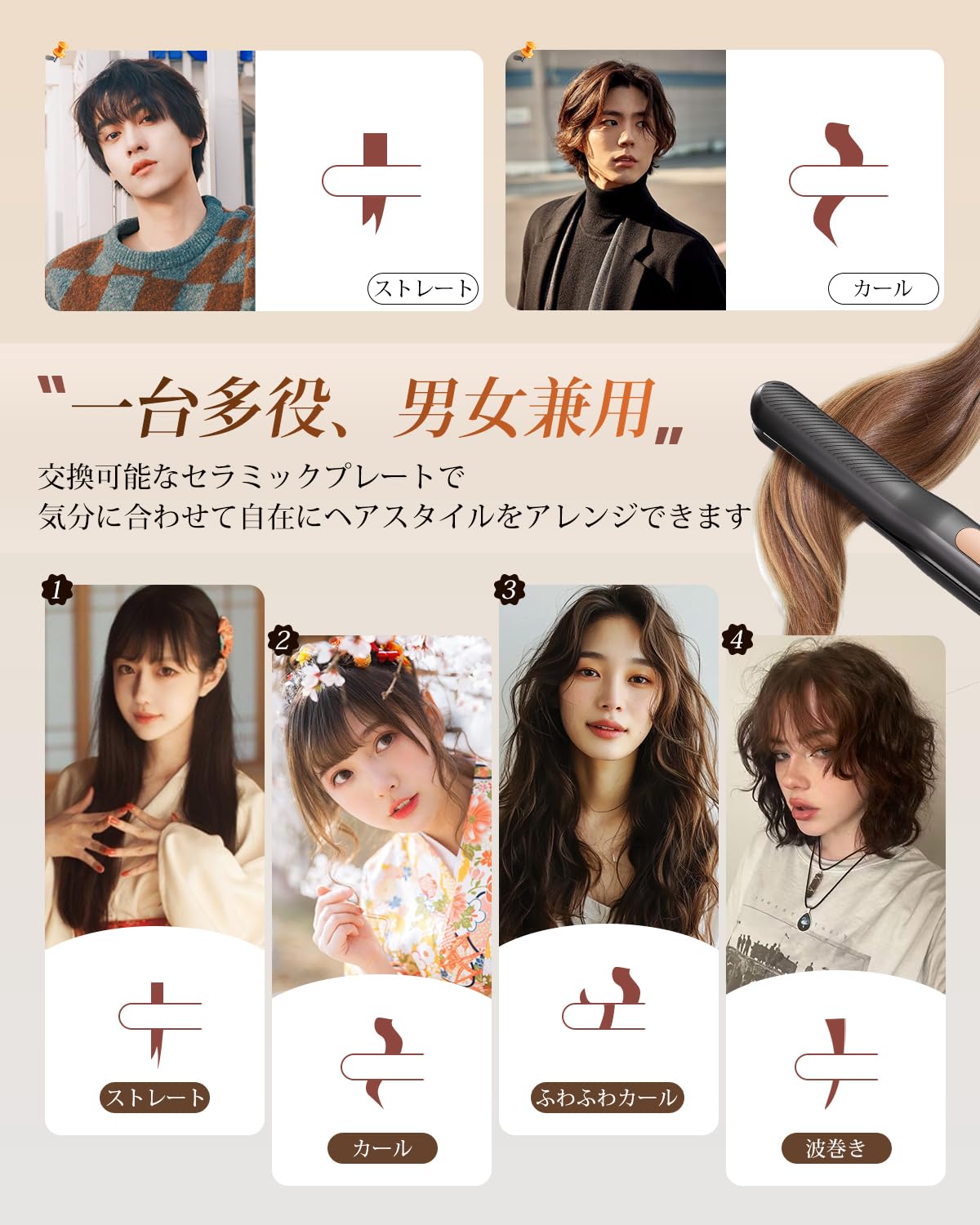 Amazon | ヘアアイロン コードレス【2025最新デザイン 3WAY