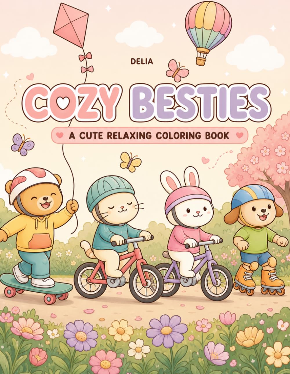 Cozy besties: Acute & Cozy Coloring Book with Adorable Animals, Relaxing Scenes, Stress Relief, and Easy-to-Color Pages for Teens and Adults