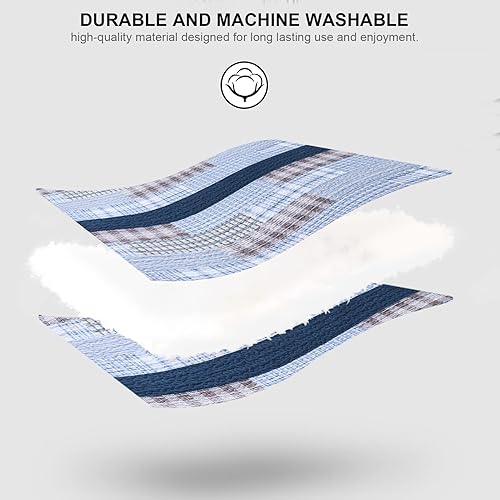 Miniatura 6 de PANGUSHAN Juego de edredón tamaño King 100 algodón juego de ropa de cama King colcha de retazos a cuadros para cama King colcha rústica morada