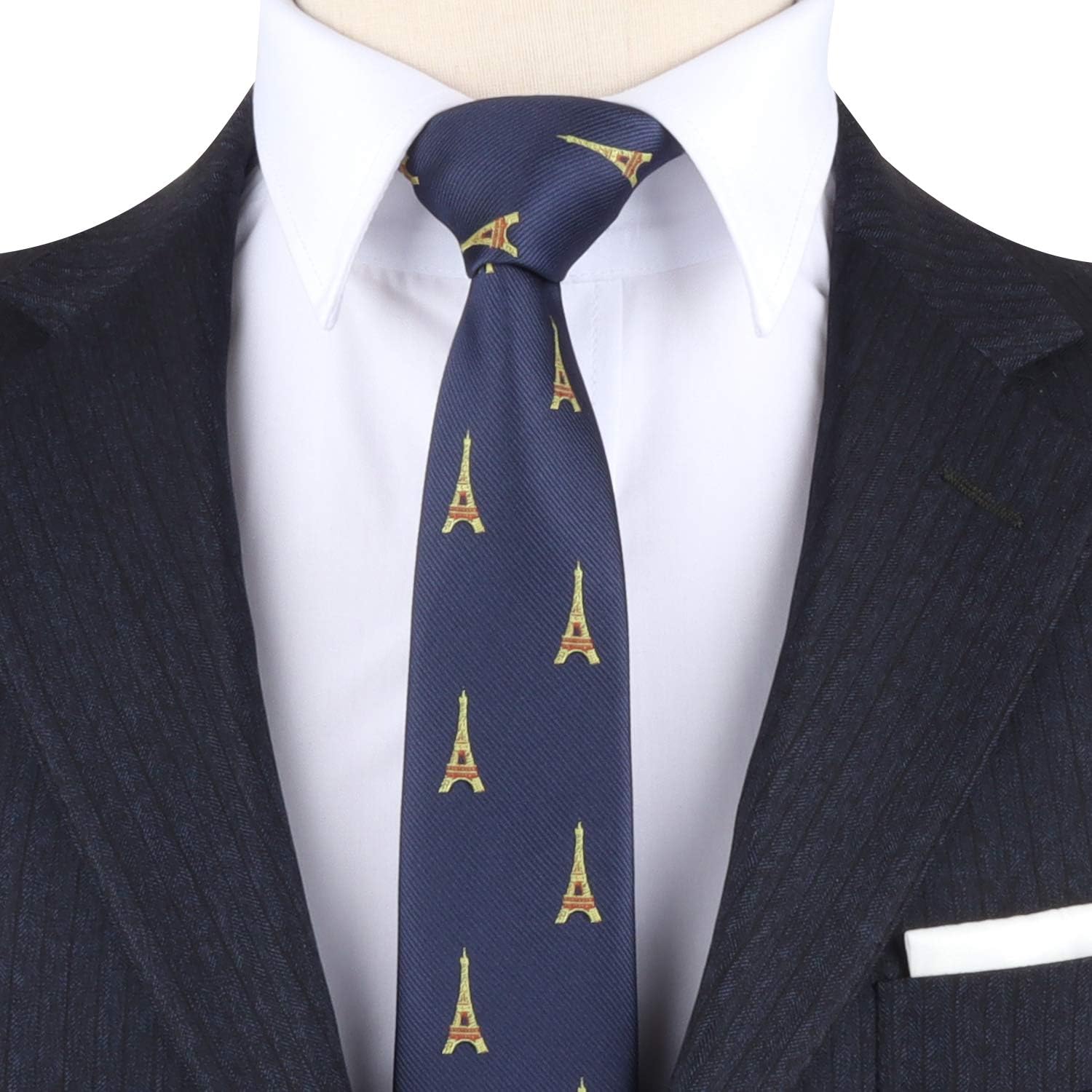 AUSCUFFLINKS Eiffel Tower Neckties for Men | Woven Skinny Neck Ties | Present for Work Colleague | Bday Present for Guys (EIFFEL TOWER)