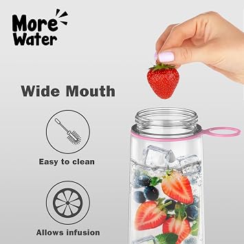 More Water Bottle With Straw, Motivational Time Markings 900ml - Drinking Tracker Bottles - Times to Drink - BPA Free Sports Bottles