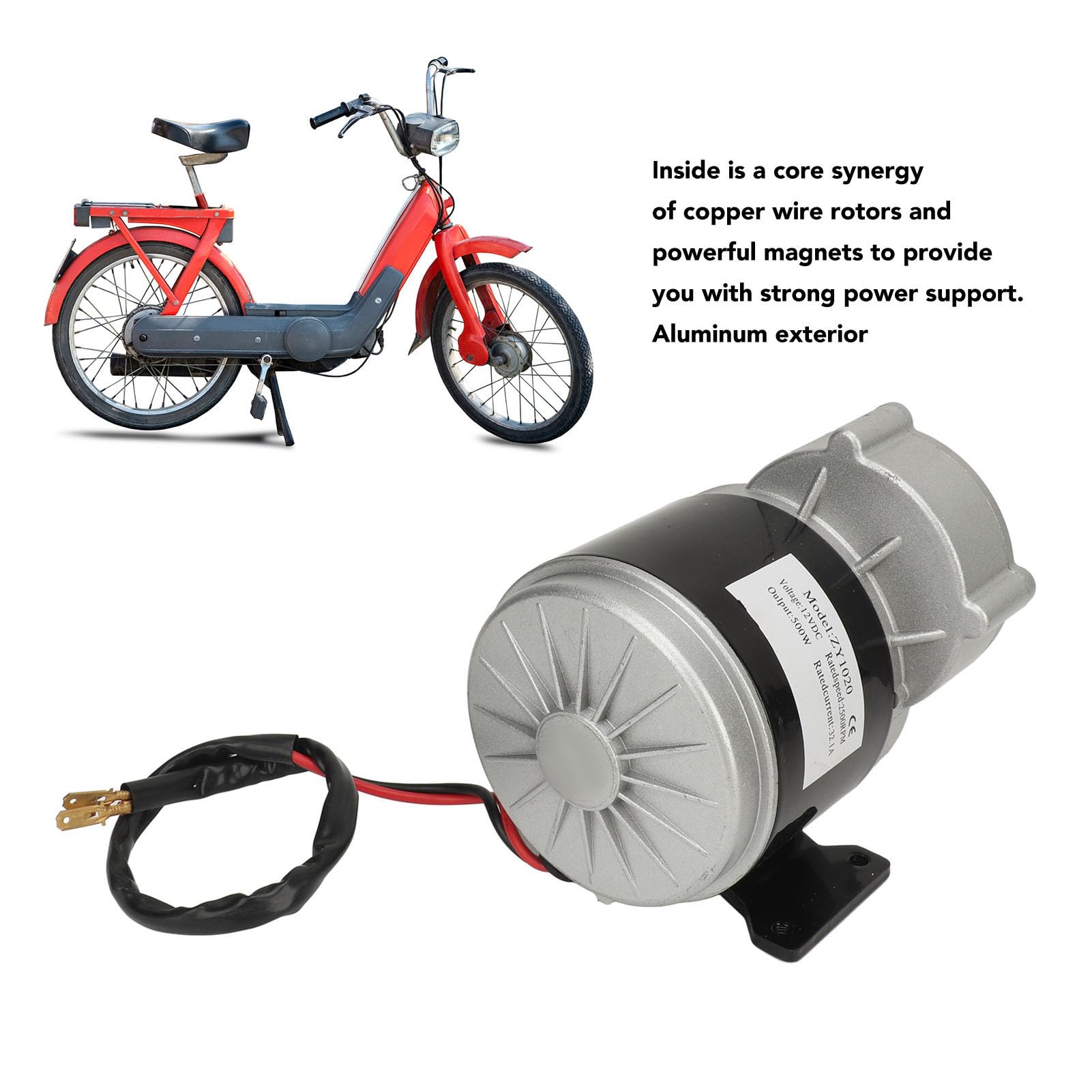 Motorreductor de Vehículo Eléctrico ZY1020, 12V, 500W, Motor Reductor de Engranaje de 11 Dientes para Motocicletas Todoterreno