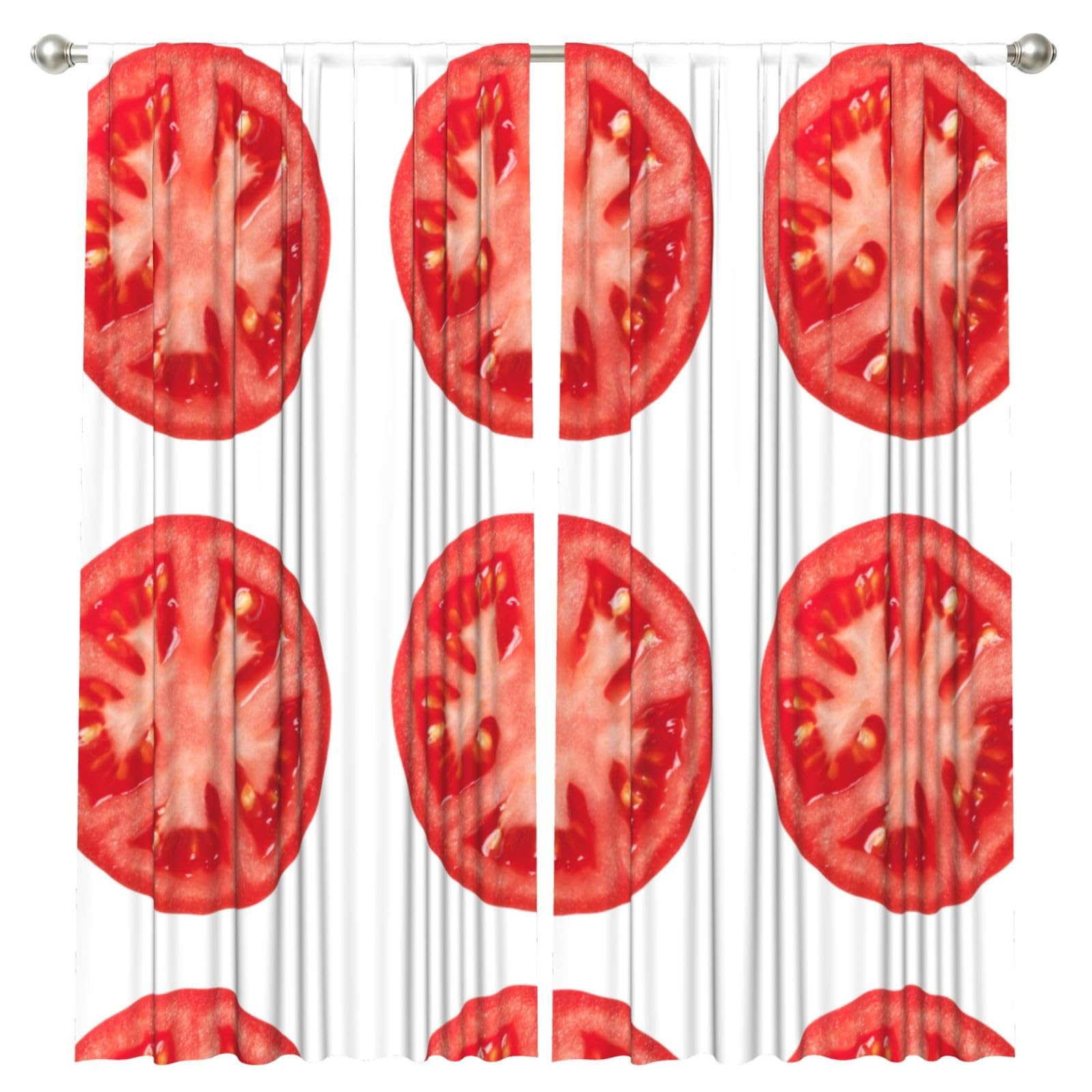 InOmak Tomato Slice, 2 Panels Window Curtains 52 x 84 Inch Blackout Curtains for Living Room Bedroom