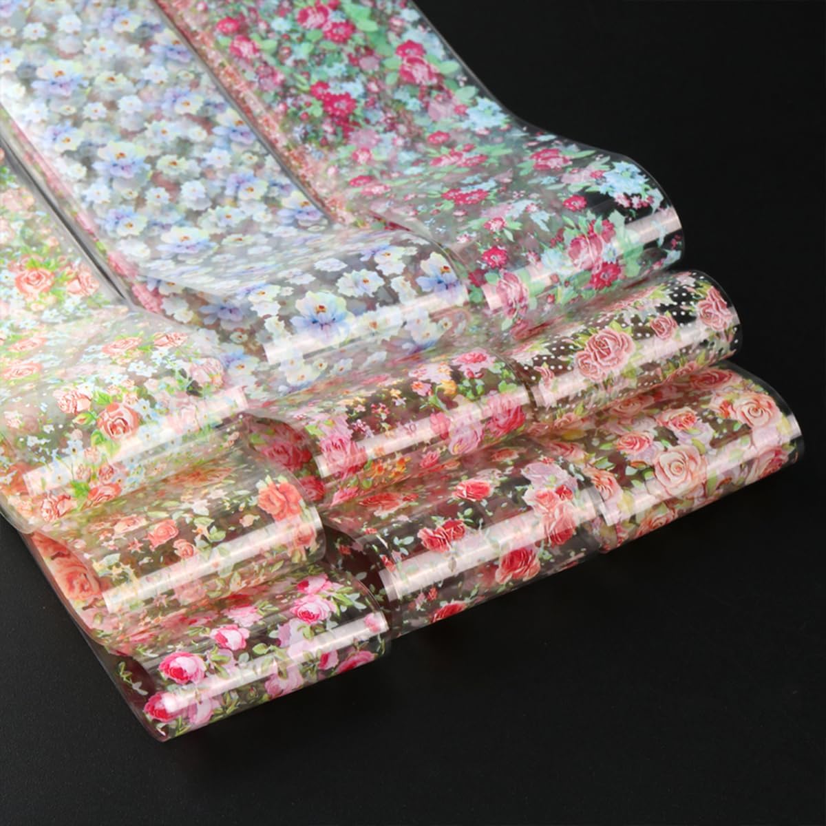 Flower Nail Art Foil Transfer Stickers Spring Flowers Nails Foils Transfer Decals Flower Nail Decals Nail Art Supplies Starry Sky Paper Nail Adhesive Transfer Slider for Women Manicure Nail Decoration