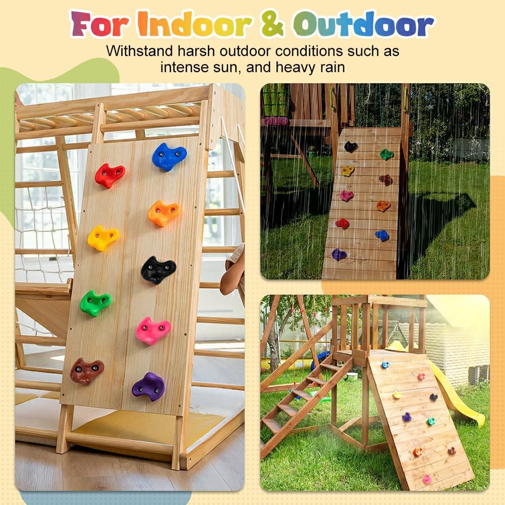 20 Rock Wall Climbing Holds Extra Large for Kids or Adult,DIY Rock Climbing Grips with Mini Wrench for Indoor Outdoor Playground Play Set(Dark Purple)