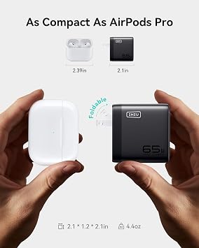 INIU 65W USB C Charger Block, 3-Port GaN Fast Charging Adapter with 100W Cable & Advanced Protection, Foldable Travel Charger for iPhone 17 16 15 Pro Max, iPad, Samsung S26 S25 Ultra, Pixel eReaders