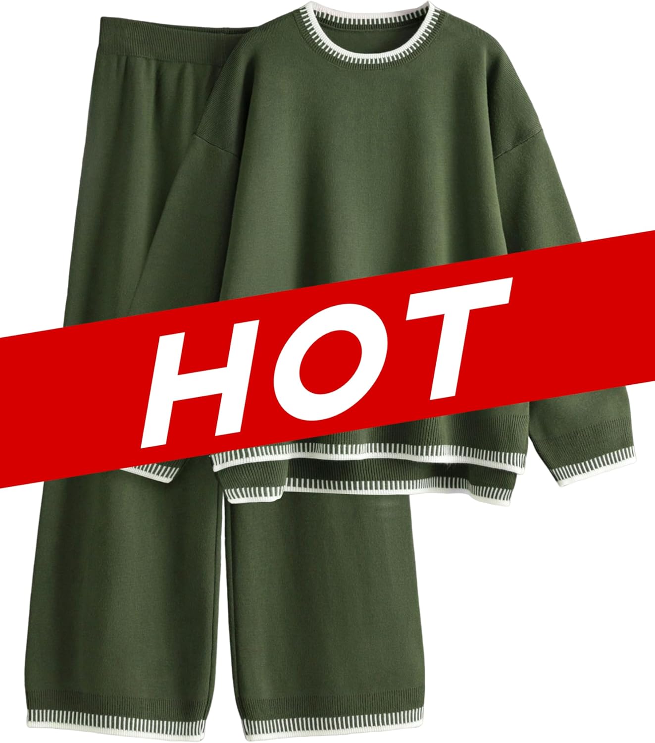 Lentta Women's 2 Piece Sweater Sets Outfits Long Sleeve Knit Pullover Tops Wide Leg Pants Lounge Sets Tracksuits - Image 8