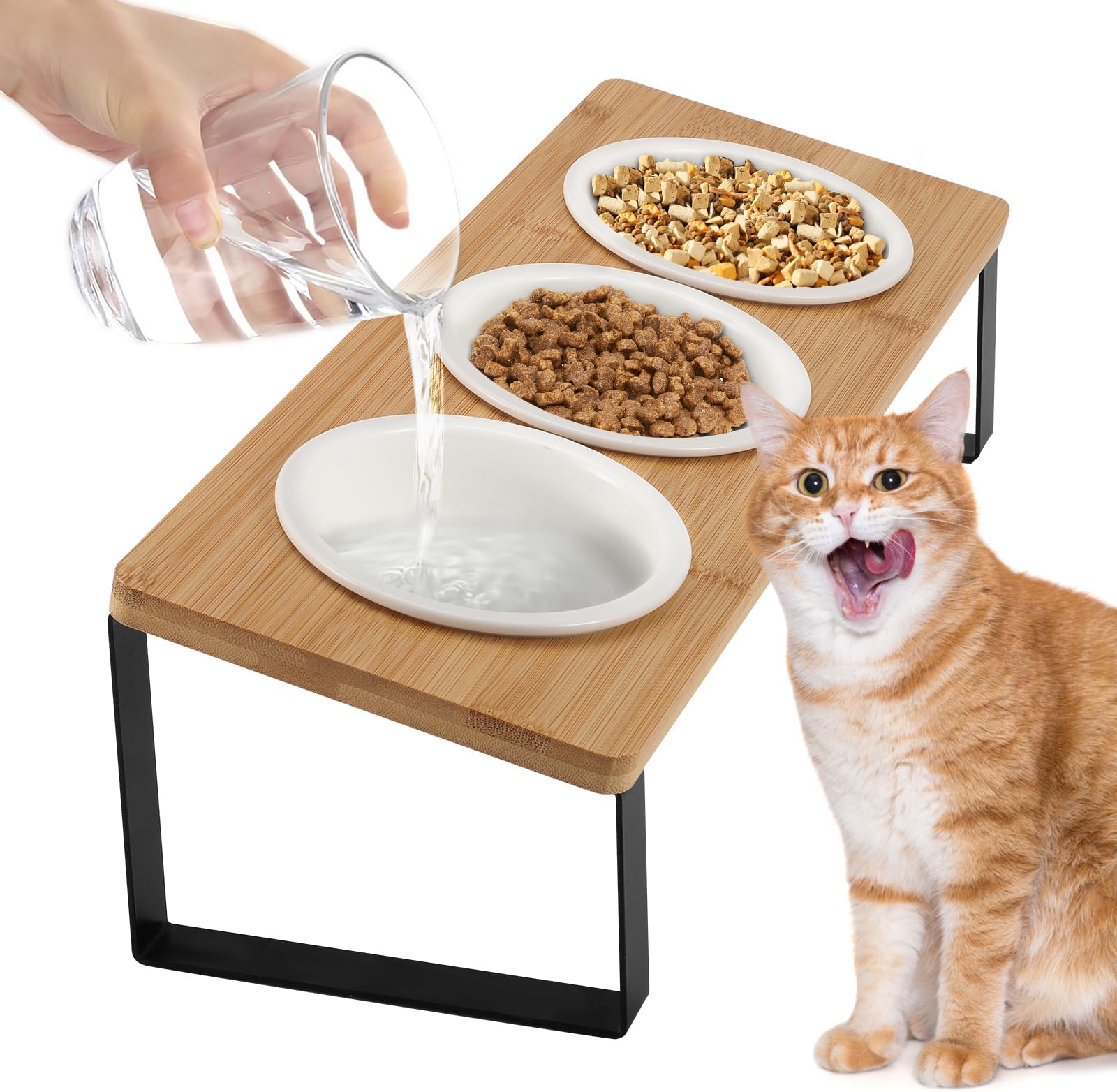 3PCS Cat Bowl Ceramic Cat Food Bowls With 15 Tilted Wood Stand 3pcs-cat-bowl-ceramic-cat-food-bowls-with-15-tilted-wood-stand