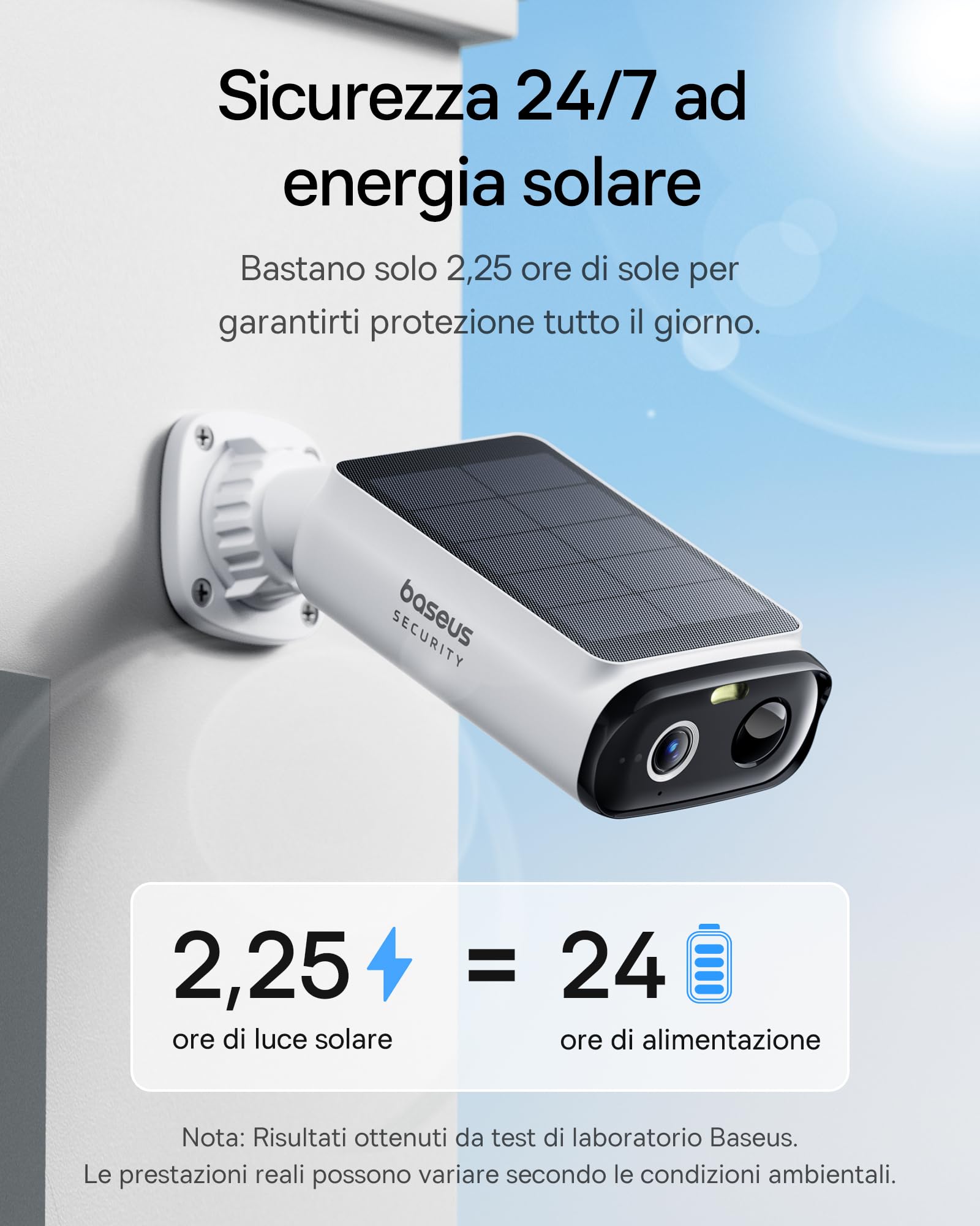 Baseus Security S1 Lite [3-Cam] Telecamera Wi-Fi Esterno senza Fili Pannello Solare, IP67 Videocamera Sorveglianza Batteria 2K 135°, Visione Colorata, Nessun Costo, Compatibile con Alexa & Google