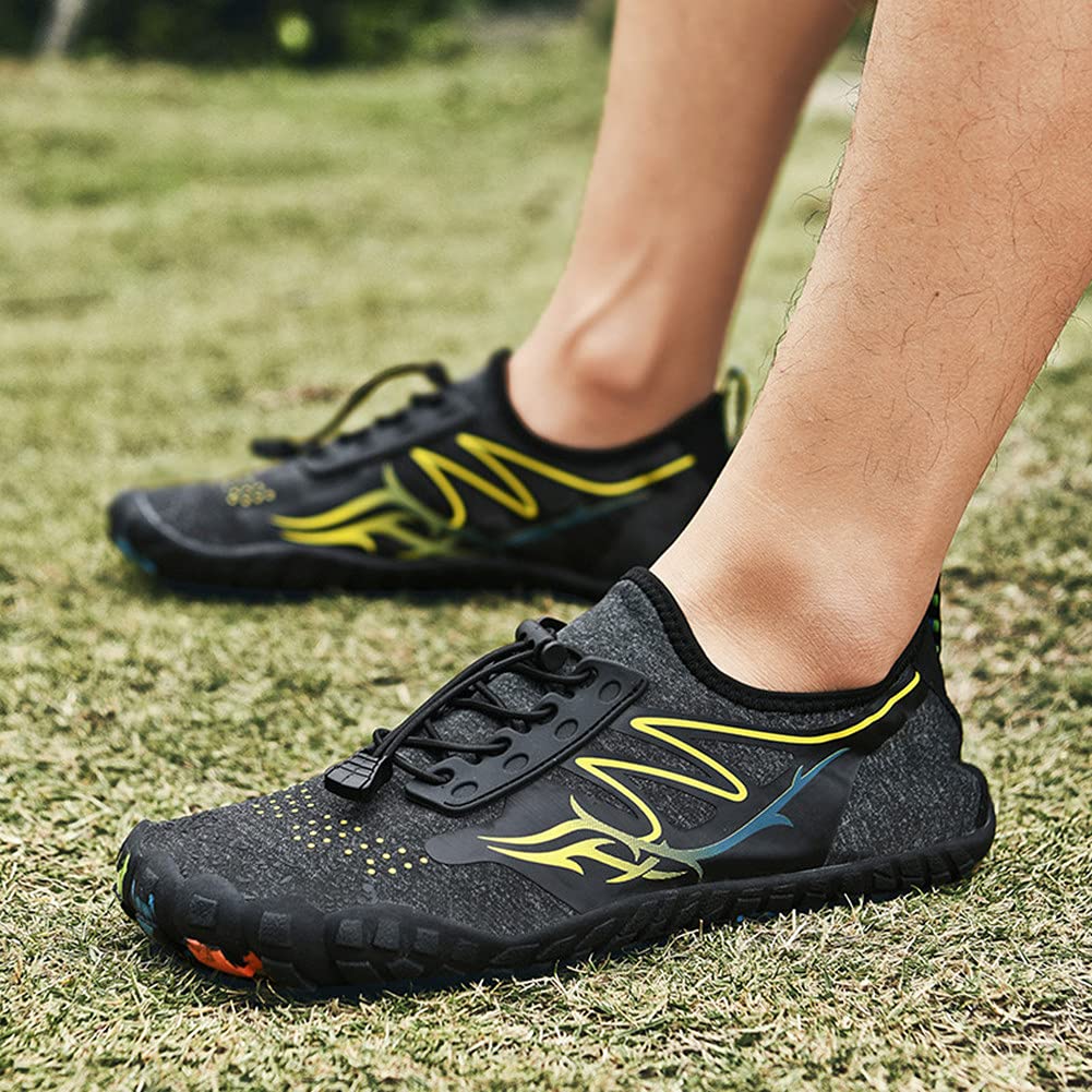 Buty wodne dla mężczyzn i kobiet buty do chodzenia boso sporty wodne buty wodne basen plaża surfing pływanie łódką buty do jogi szybkoschnące antypoślizgowe lekkie buty, - Czarny - 43 EU