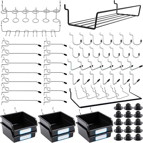 Ganchos de tablero de clavijas, accesorios para tablero de clavijas, para organizar diversas herramientas, 110 piezas, 50 de las cuales son