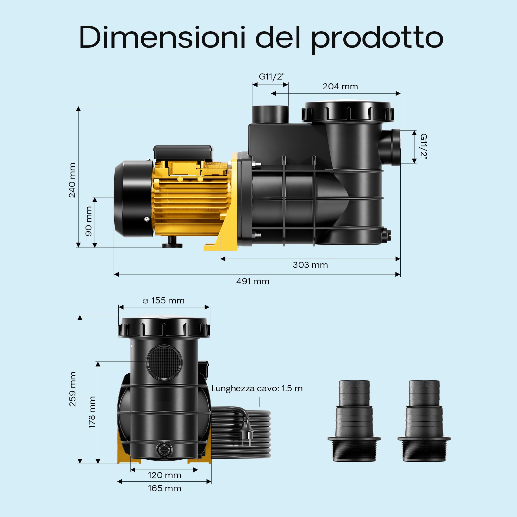 SunSun Pompa piscina per ricircolo e filtraggio 14500l/h 750W Pompa di circolazione