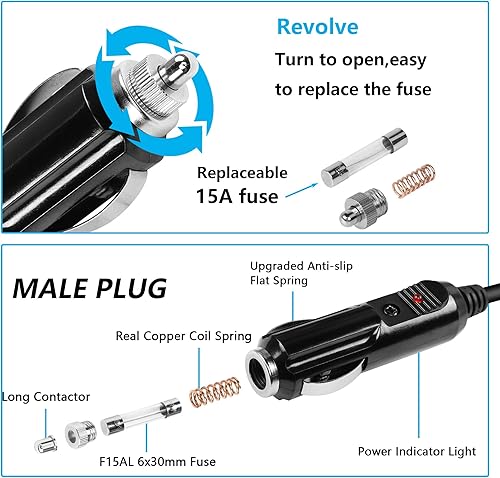 Miniatura 3 de CERRXIAN Cable de alimentación DC8020 de 4.9 pies, 12 V24 V, enchufe macho a CC 0.315 in x 0.079 in, cable adaptador de fuente de alimentación con