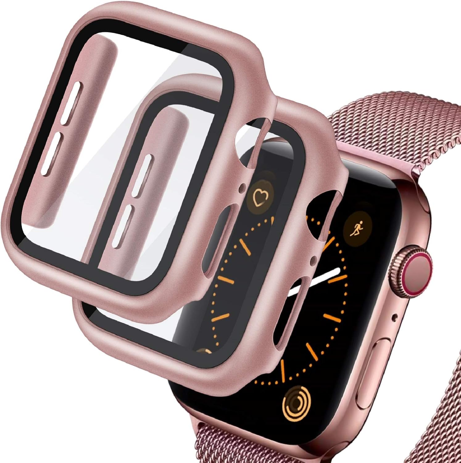 [2Pack] Deilin Hard PC Case with Tempered Glass Screen Protector Compatible with Apple Watch Series 6/5/4/SE 40mm, Case for All Around Coverage Protective Bumpers Cover for iWatch Series SE/6/5/4 40mm