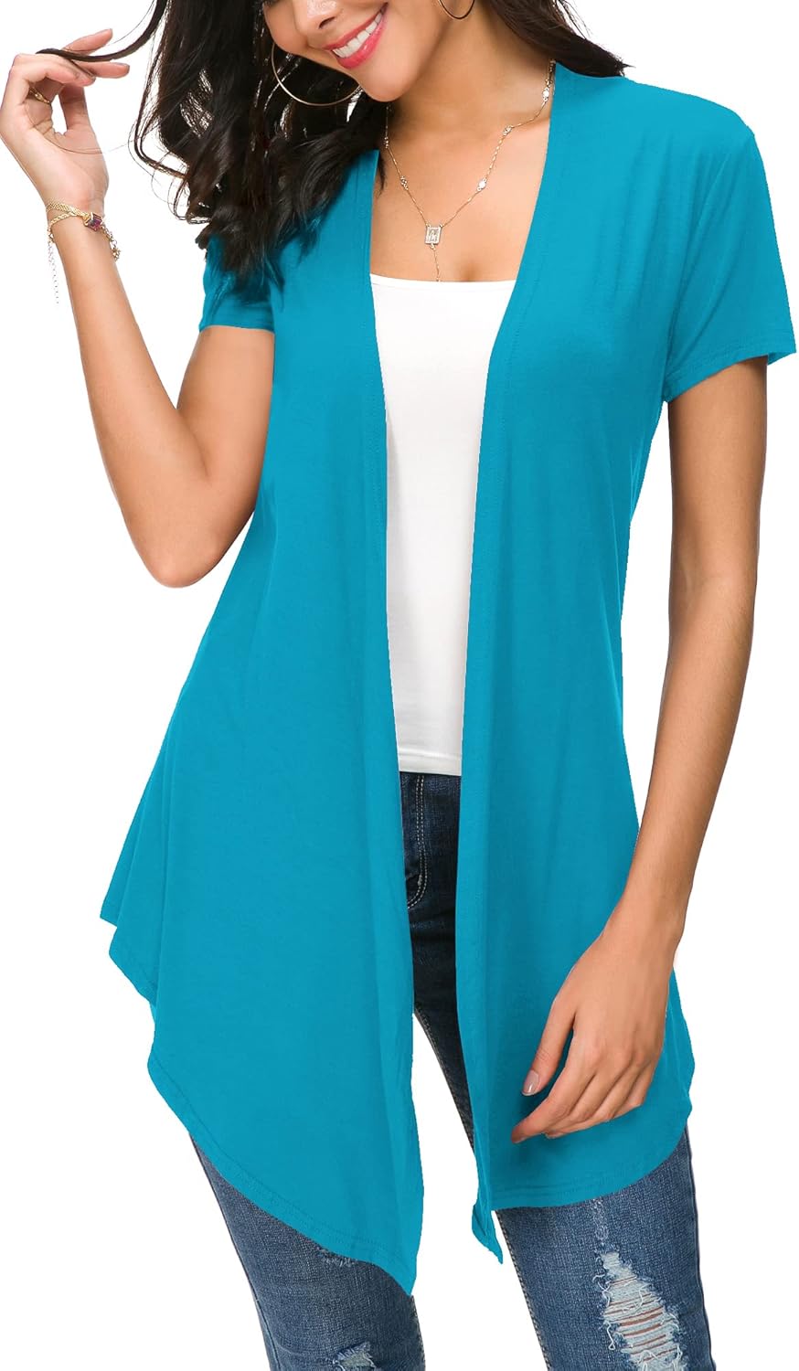 Urban CoCo Womens Open Front Short Sleeve Cardigans for Women Lightweight Summer Drape Cardigan Vest