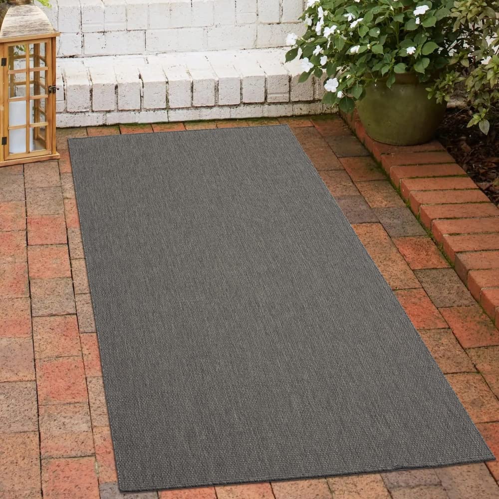 CARPETIA Tappeto luminoso a trama piatta per Interni ed Esterni | Sala d'attesa | antracite Dimensione 80x150 cm, Dimensione 80 x 150 cm