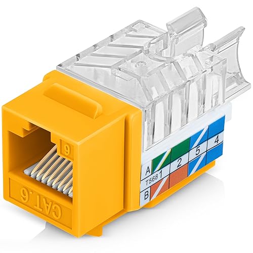 Miniatura 27 de Everest - Paquete de 50 conectores Keystone RJ45 Cat6 en ángulo de 45°, color negro, conectores RJ45 hembra de perfil delgado, conector Keystone Cat