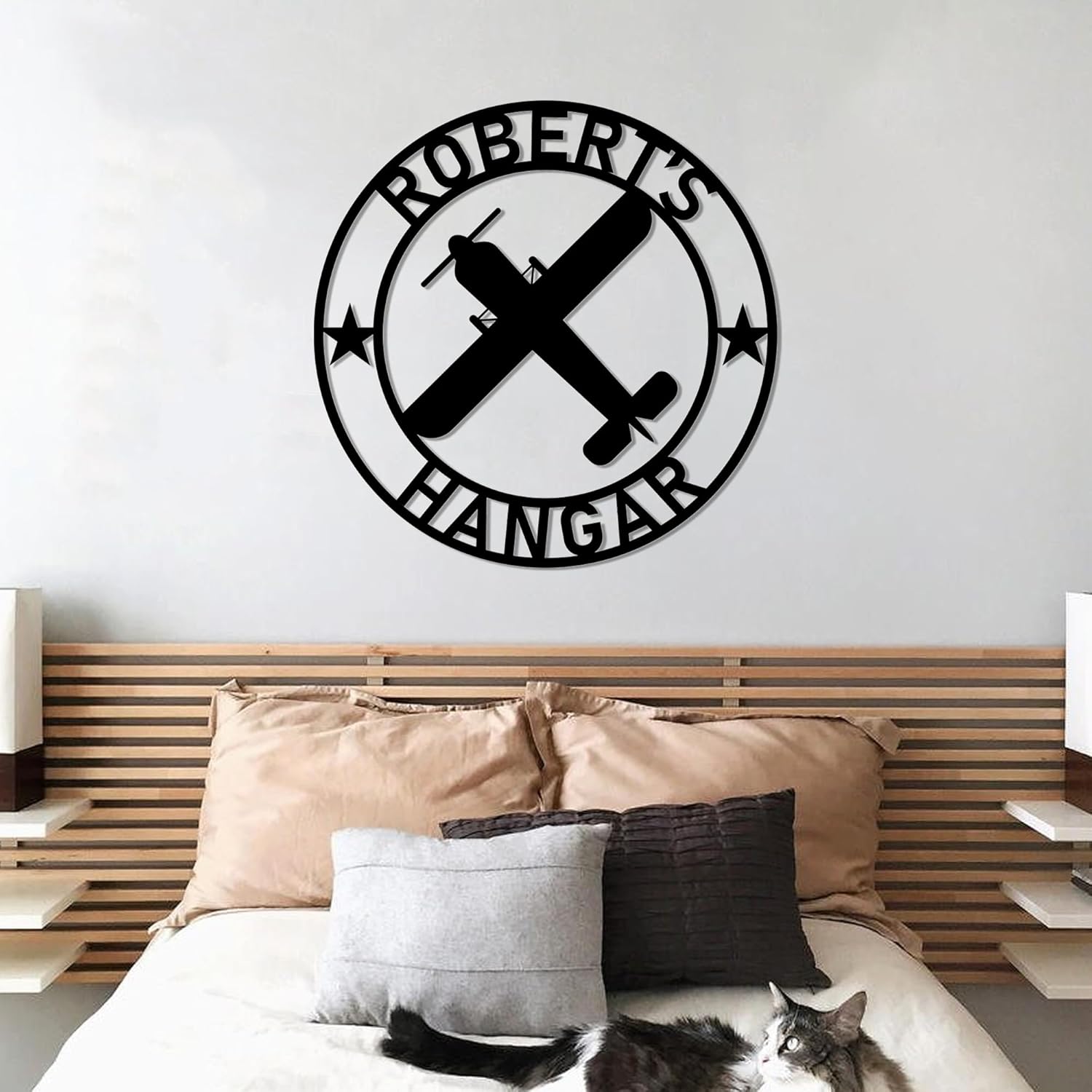 LullabyMall Luxury Personalized Airplane Metal Sign, Custom Metal Airplane Hangar Sign, Custom Pilot Name Sign, Kids Room Decor, Airplane Lover Gifts, Pilot Gift For Men 2