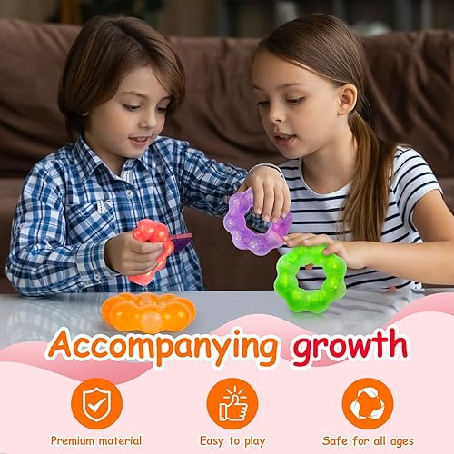 Miniatura 6 de Paquete de 4 juguetes esponjosos, pulseras para el estrés, juguetes sensoriales suaves para aliviar el estrés en forma de dona, para niños y