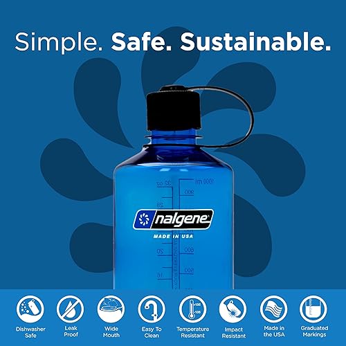 Miniatura 2 de Nalgene Botella de agua Tritan a prueba de fugas, sin BPA, de 32 onzas, boca estrecha, fabricada en los Estados Unidos para uso al aire libre e