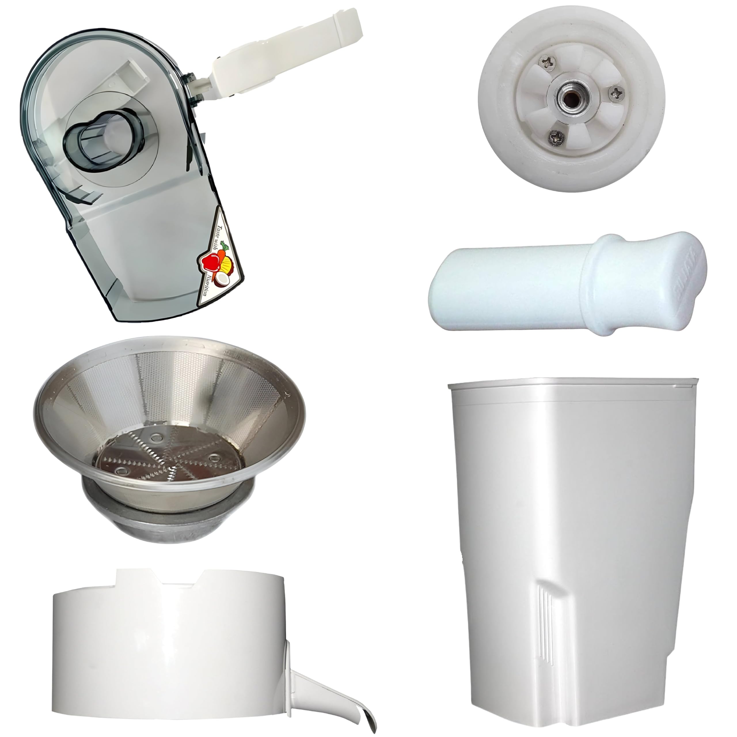 6PS Juicer Attachment Set | Includes Juicer Cover, Jali (Cutter Spinner), Motor Coupler, Jali Pot, Waste Pot & Pusher | Compatible with Sujatha 900 Watt mixers.-image-33