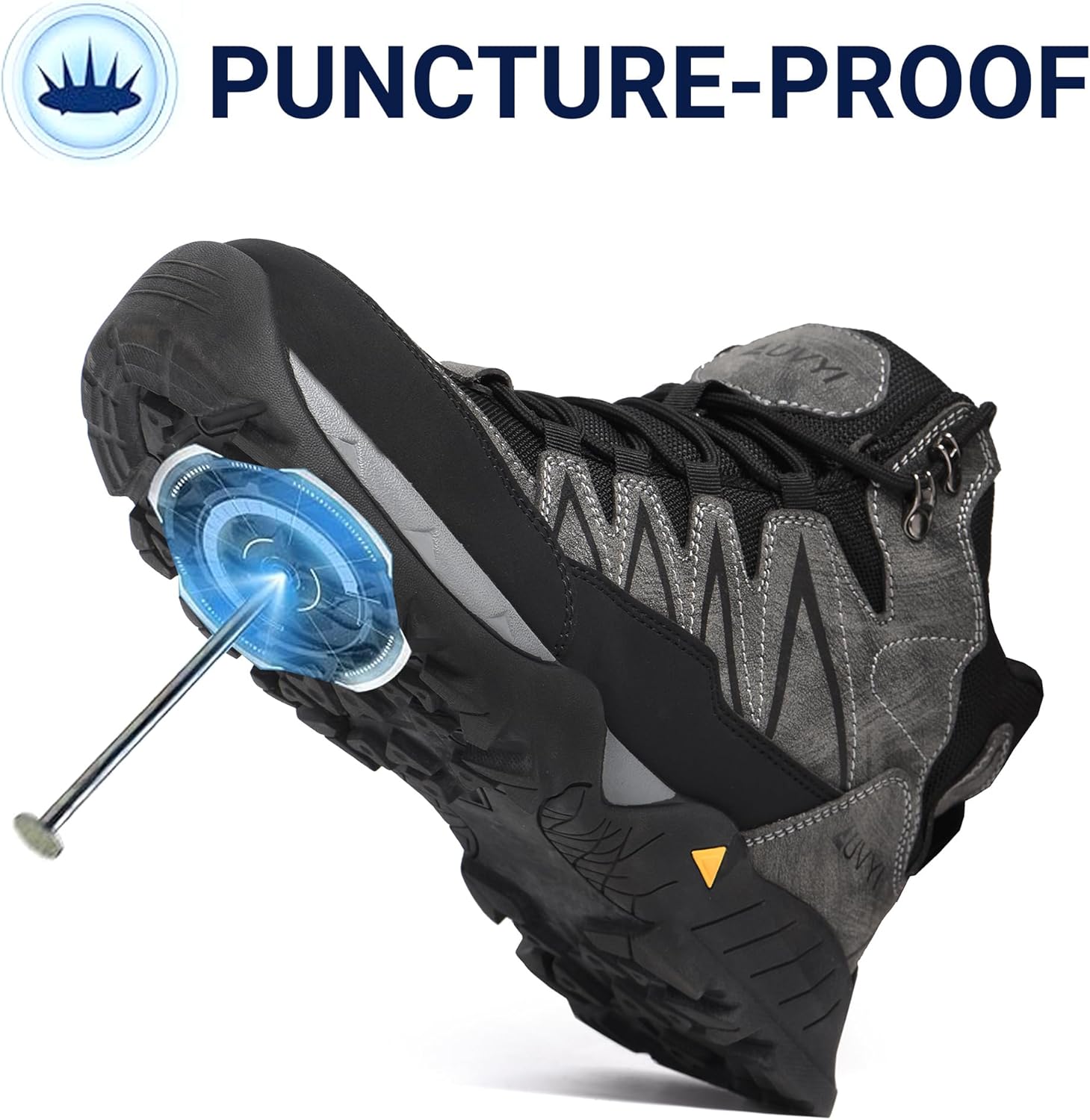 Steel Toe Work Boots for Men - Safety Non Slip Resistant Leather Wide Toe Shoes for Construction & Industrial Use - Image 5