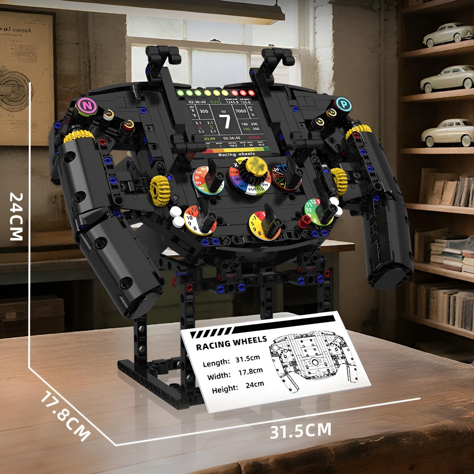 F1 Rennrad Lenkrad Bausatz, 833PCS Rennwagen Ziegelsteine Kit | Mechanische Gaming Sportwagen klemmbausteine, Home Office Dekor, Sammlermodell für Rennfans