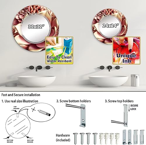 Miniatura 9 de DesignQ Glam Flowers I - Espejo de tocador, espejos de baño, espejos de pared para sala de estar, dormitorio, espejo ovalado, grande, 20 x 30 pies,