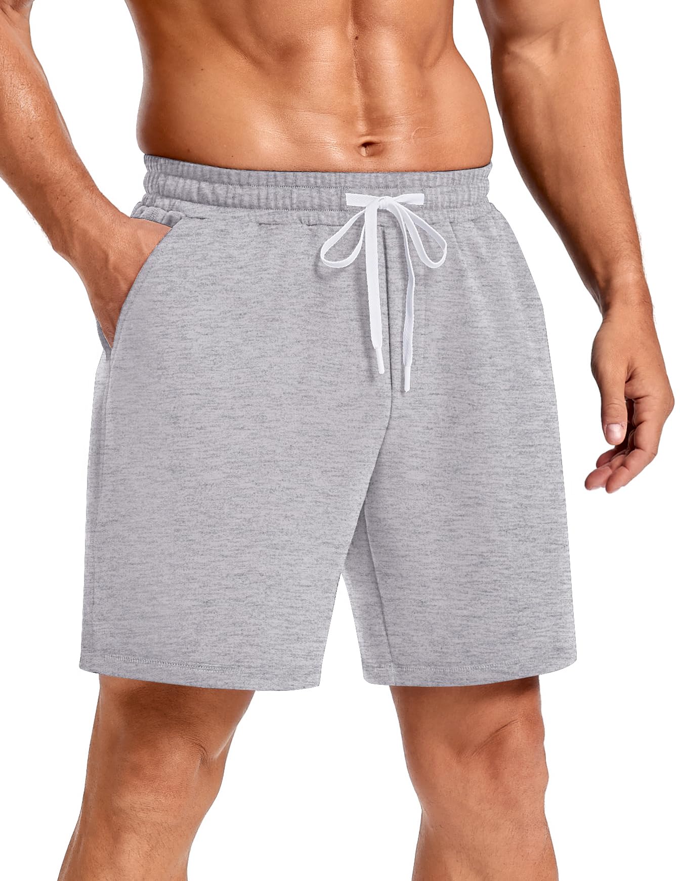 PINSPARK Men's Casual Sweat Shorts 7" Thin Cotton Athletic Running Lounge Shorts with Drawstring Workout Gym Lightweight — view 11