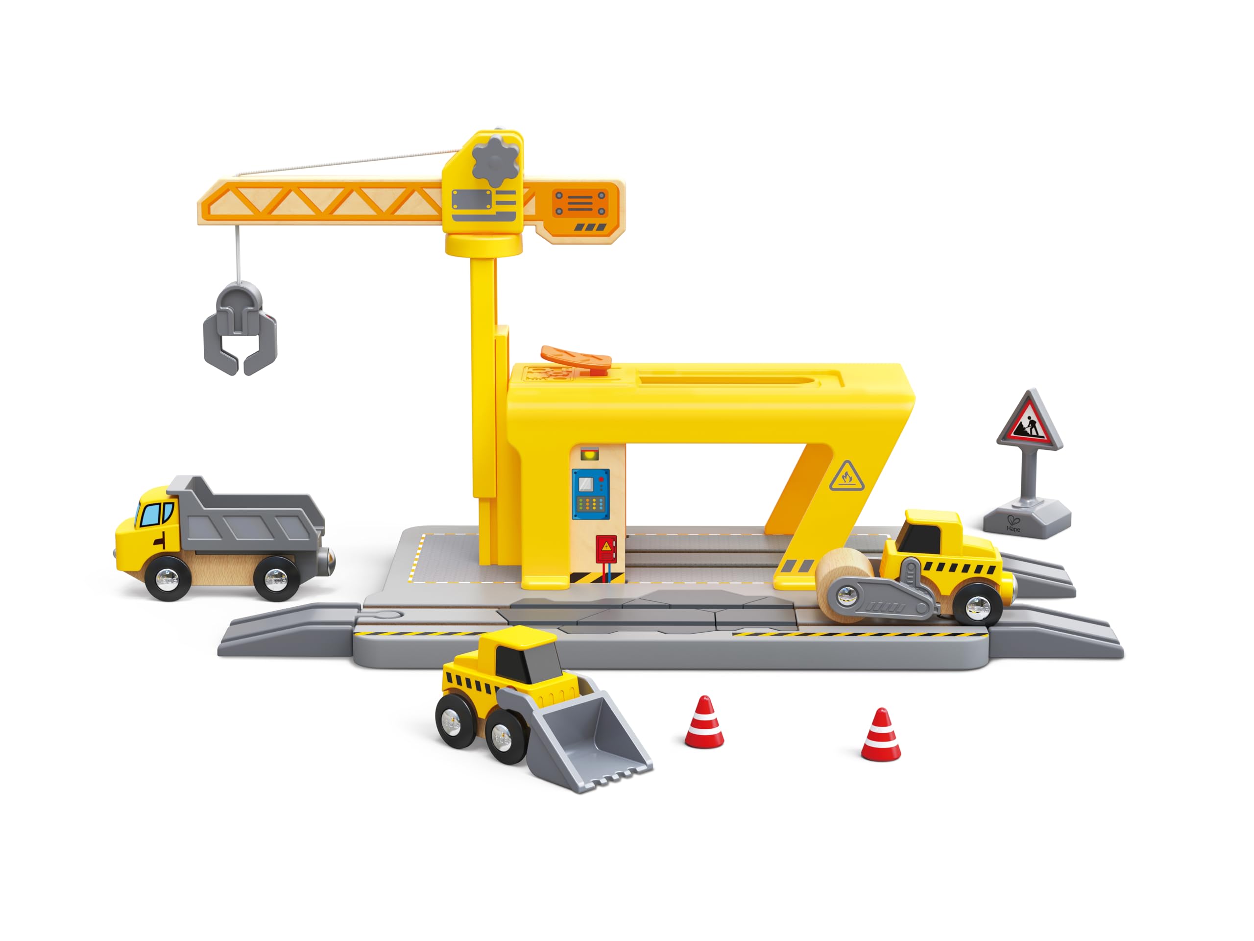Grúa de construcción Hape para niños|Set Ampliable para Juego Creativo
