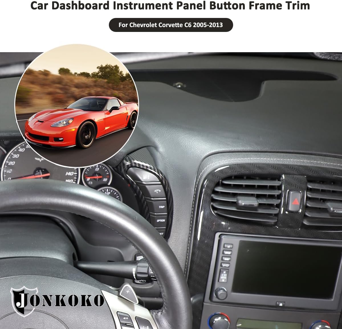 Carbon Fiber Car Dashboard Instrument Panel Button Frame Trim Decor Sticker for Chevrolet Corvette C6 2005-2013 Auto Instrument Both Sides Decorative Stickers (Style C, Carbon Fiber Black)