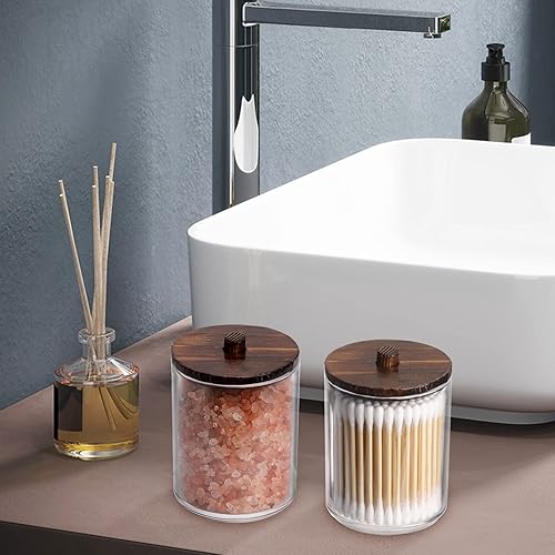 Miniatura 6 de Tbestmax Qtips Contenedor de baño, dispensador de bolas de algodón de 107 onzas, organizador de tarros de boticario para almacenamiento de tapas de