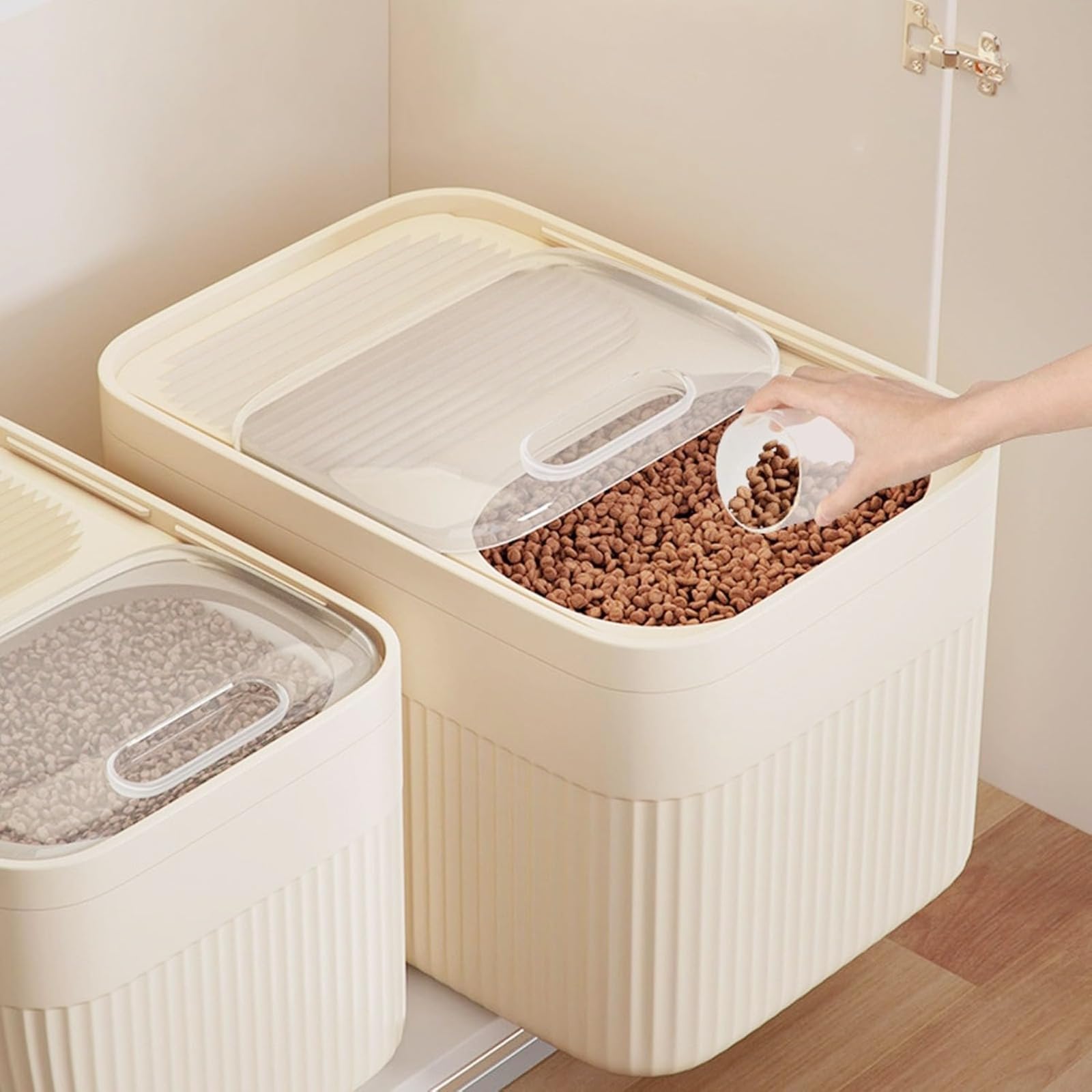 Genérico Contenedor de Comida para Mascotas, contenedor de Almacenamiento de Comida para Mascotas, Capacidad máxima de 15 kg, Adecuado para Perros, Gatos y Otras Mascotas, con Taza medidora