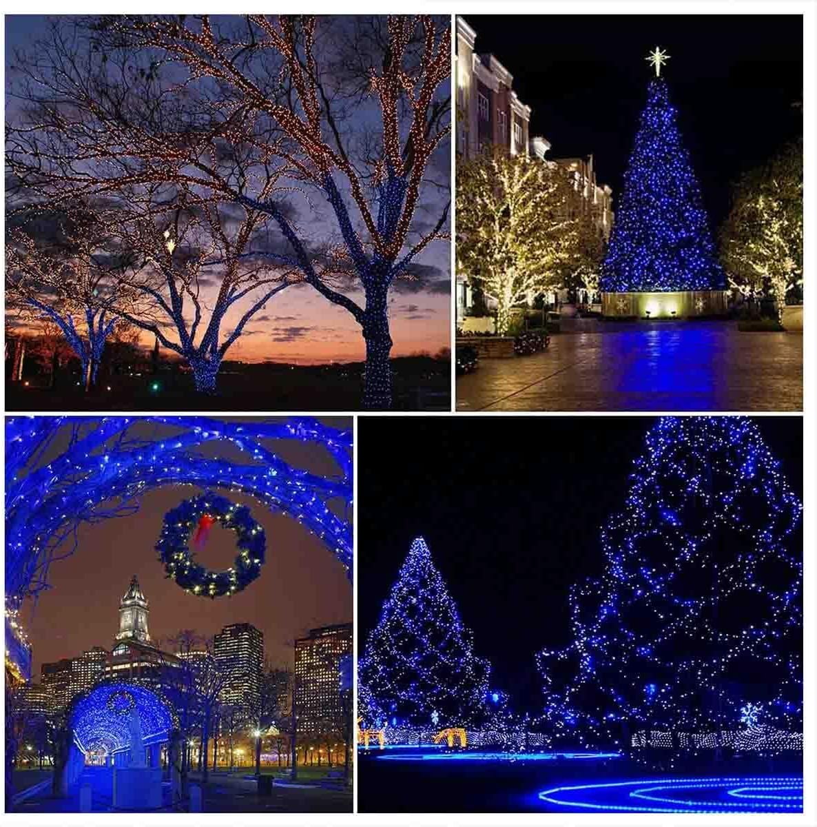 Solar String Lights Outdoor Waterproof LED 39FT Outdoor String Light Solar Powered with 100 LED Hanging Solar Light Balcony Fence Patio Light String Lights, Blue