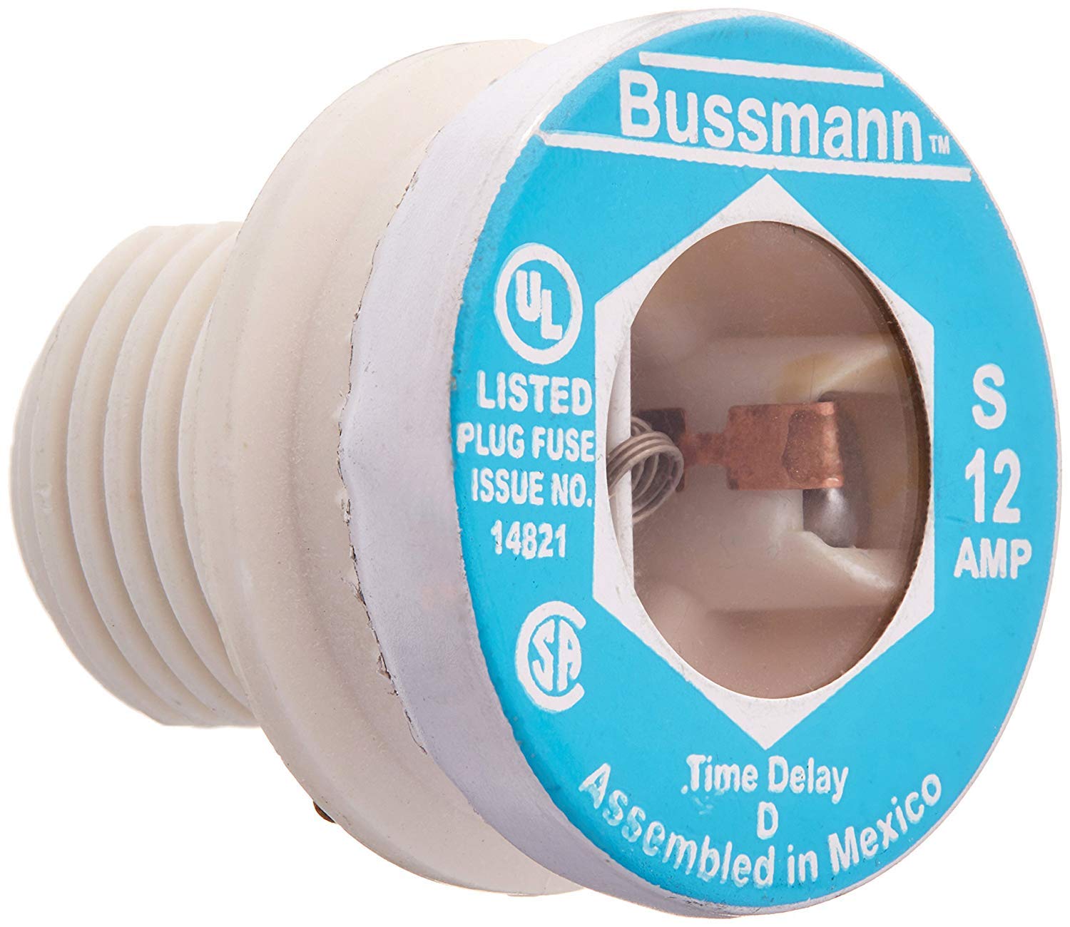 Bussmann Tamper Proof Plug Fuse Dual Element, Type S 12 Amp 125 V Industrial Strength Cd 1