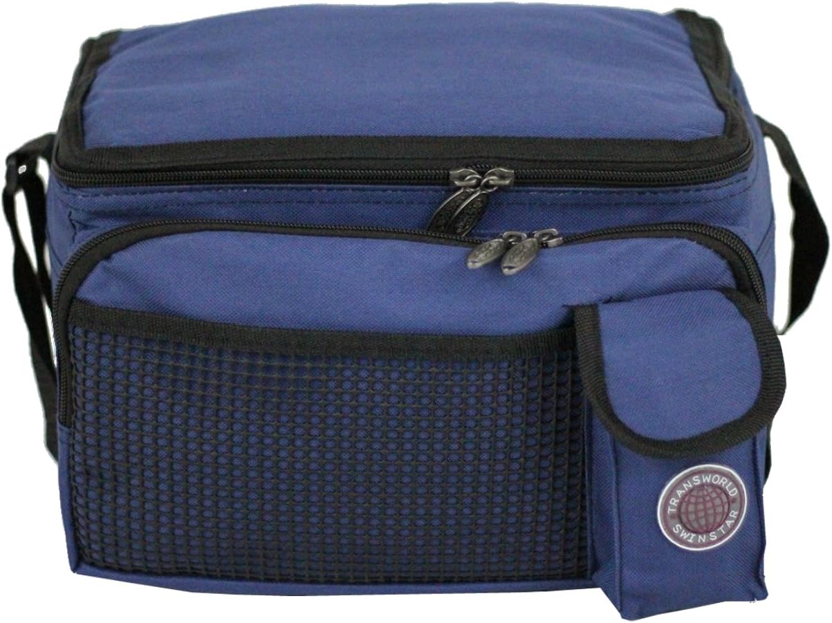 Transworld Durable Deluxe Insulated Lunch Cooler Bag (Many Colors and Size Available) (12"x10"x8 1/2", Black)