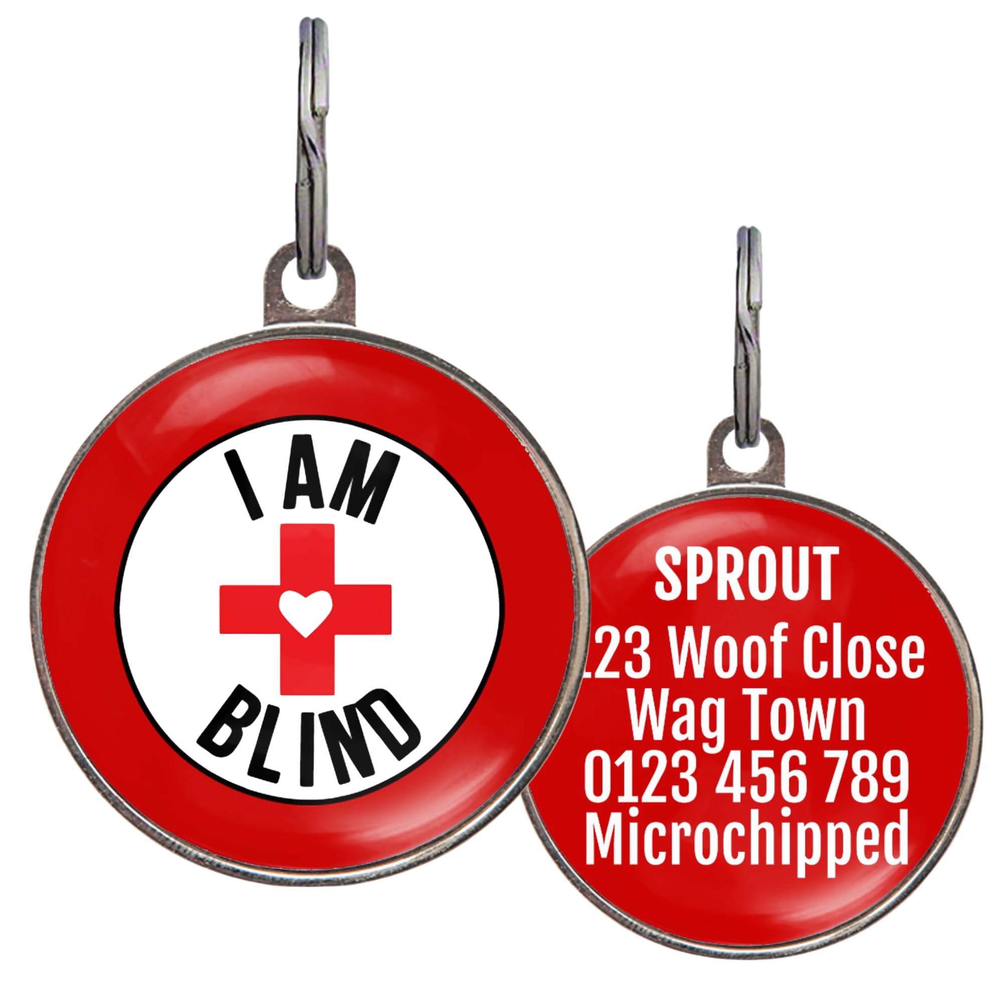 Blind Dog Tag – Add Your Text to Back – 36 Colour Options – 2 Sizes – Medical Alert Pet ID – I Am Blind – Custom Double-Sided Dog Tag – Durable Health Tag for Dogs
