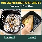 Air Fryer Disposable Paper Liners Square, Non-Stick Parchment Paper, Air Fryer Accessories, Oil Proof, Water Proof, Paper Liner for Microwave Oven Frying Pan(125PCS, 8inch)