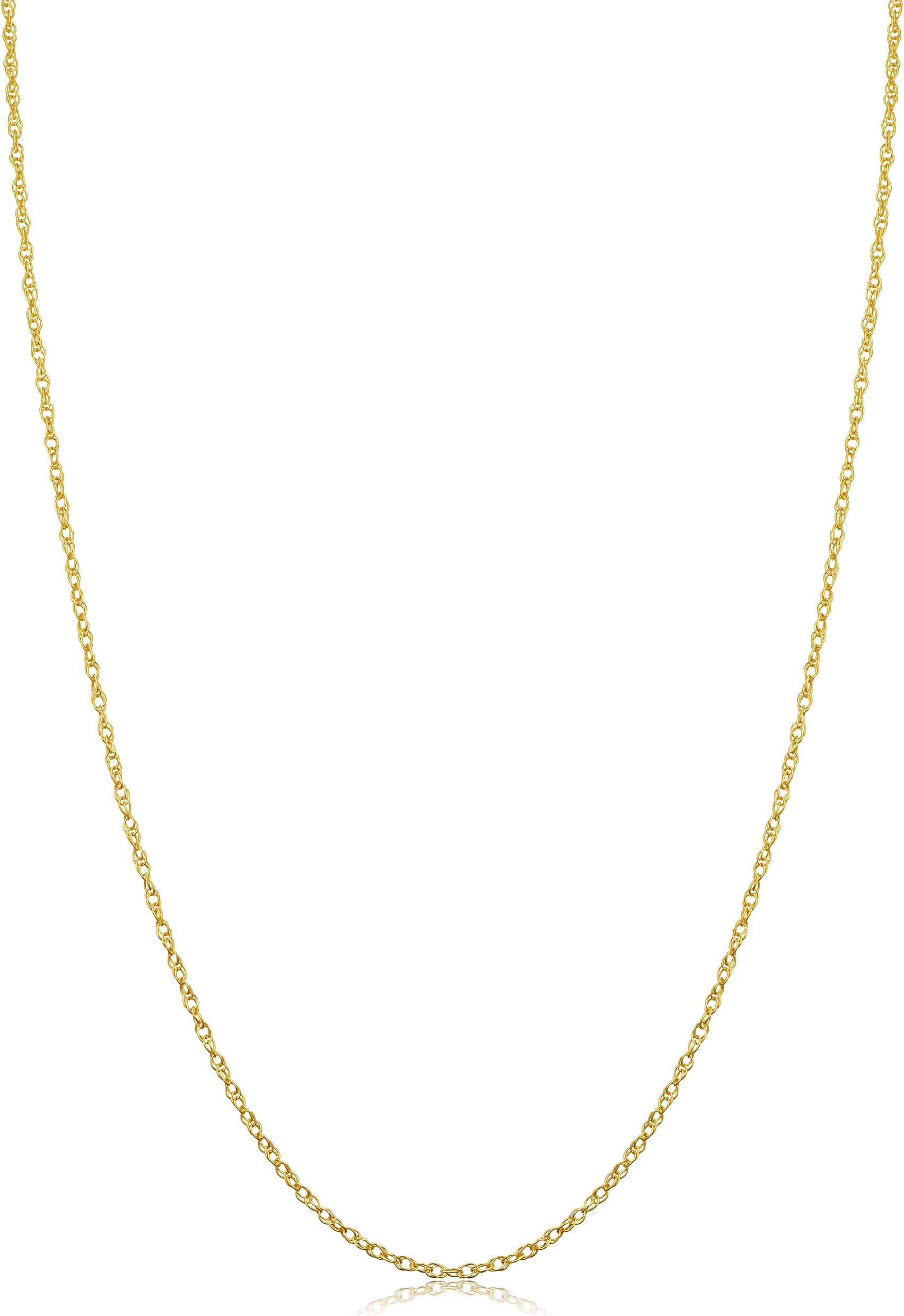 Kooljewelry リアル14Kイエローゴールドロープチェーンペンダントネックレス レディース (0.7mm 0.9mm 1mm 1.3mm 1.5mm), 18 inch, Yellow Gold, 宝石なし