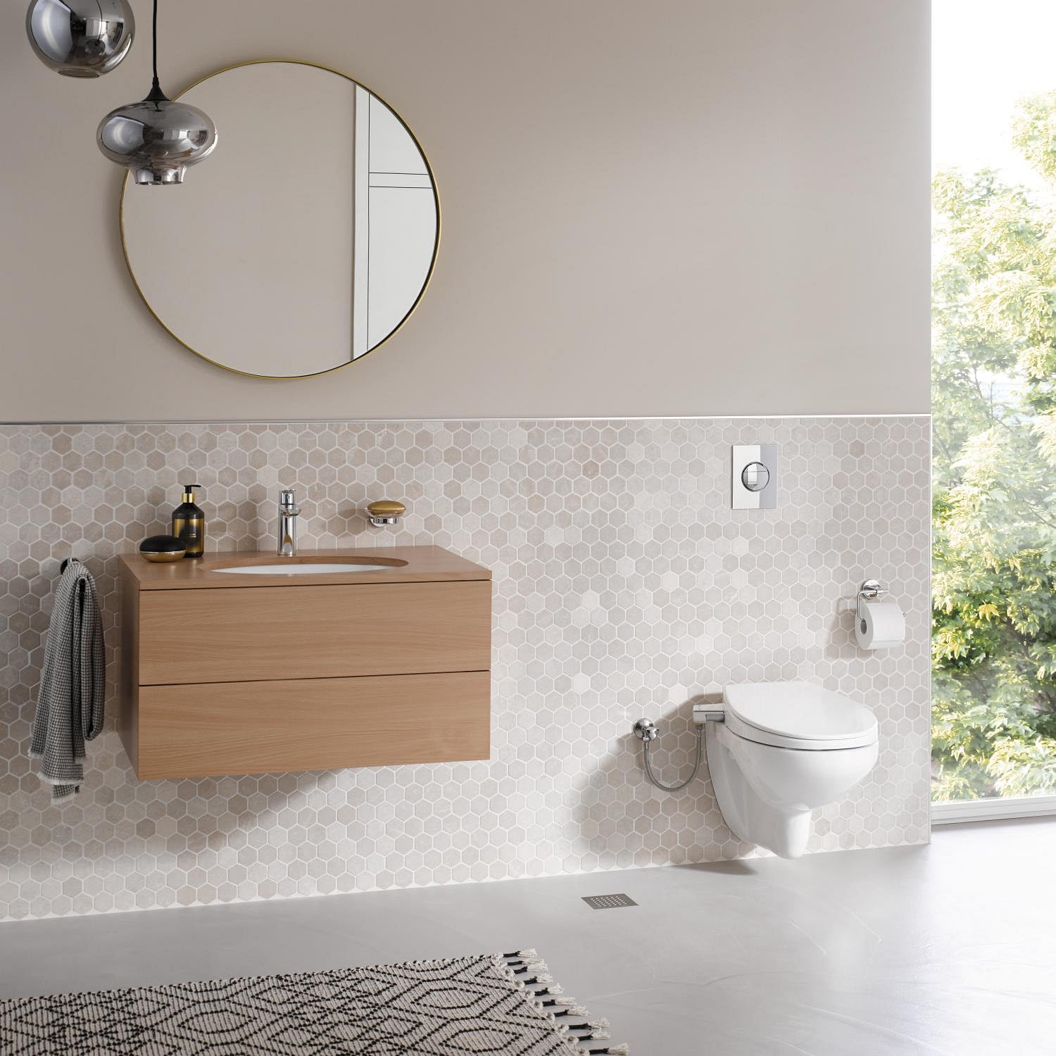 GROHE BAU Ceramic Asiento de bidé manual con tapa, ambos con caída amortiguada (asiento Duroplast, sin electricidad, 2 brazos autolimpiables, toma de agua 3/8"), 39648SH0