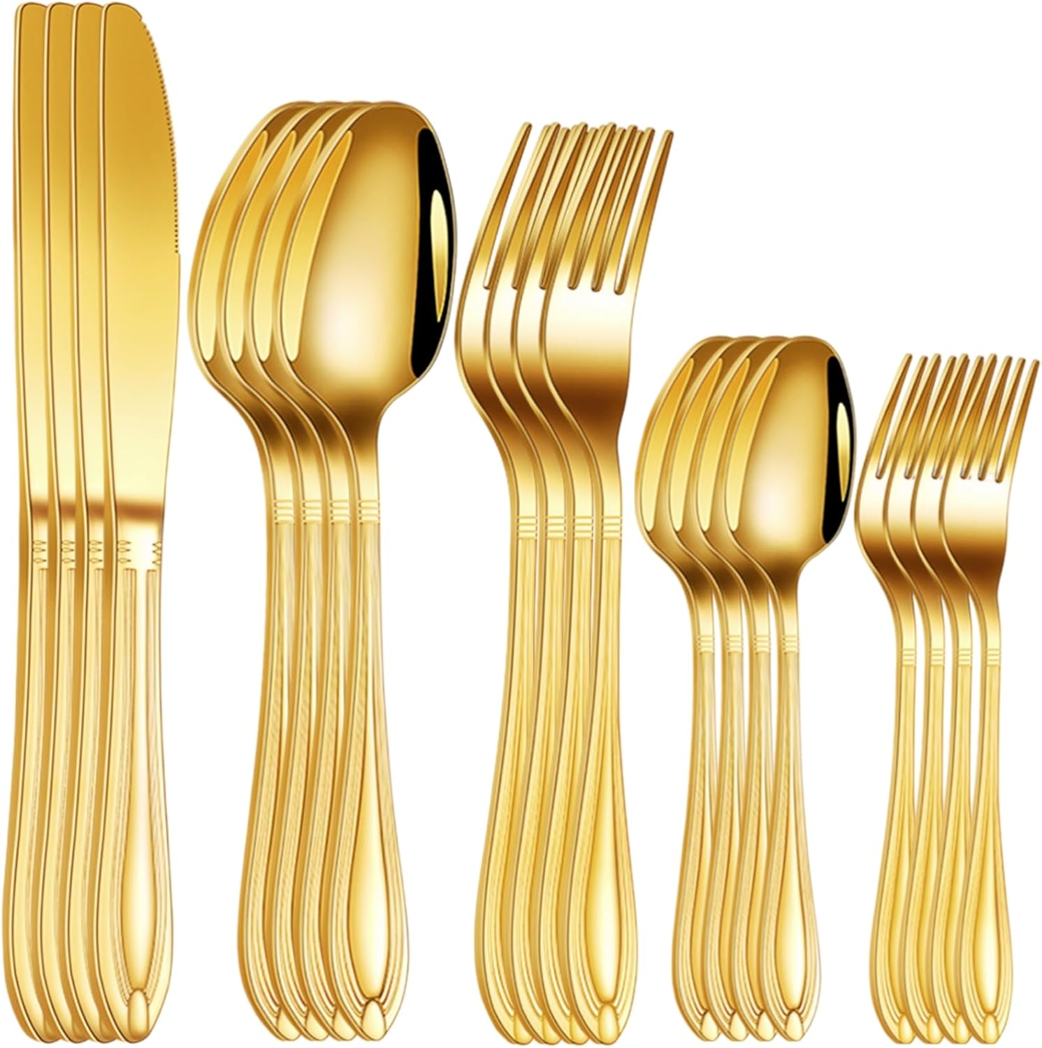 20-Piece Stainless Steel Flatware Set - 18/10 Rustproof Silverware for 4 (5-Piece Setting) | Dishwasher Safe, Ergonomic Grip | Wedding & Household Cutlery Set in Gift Box