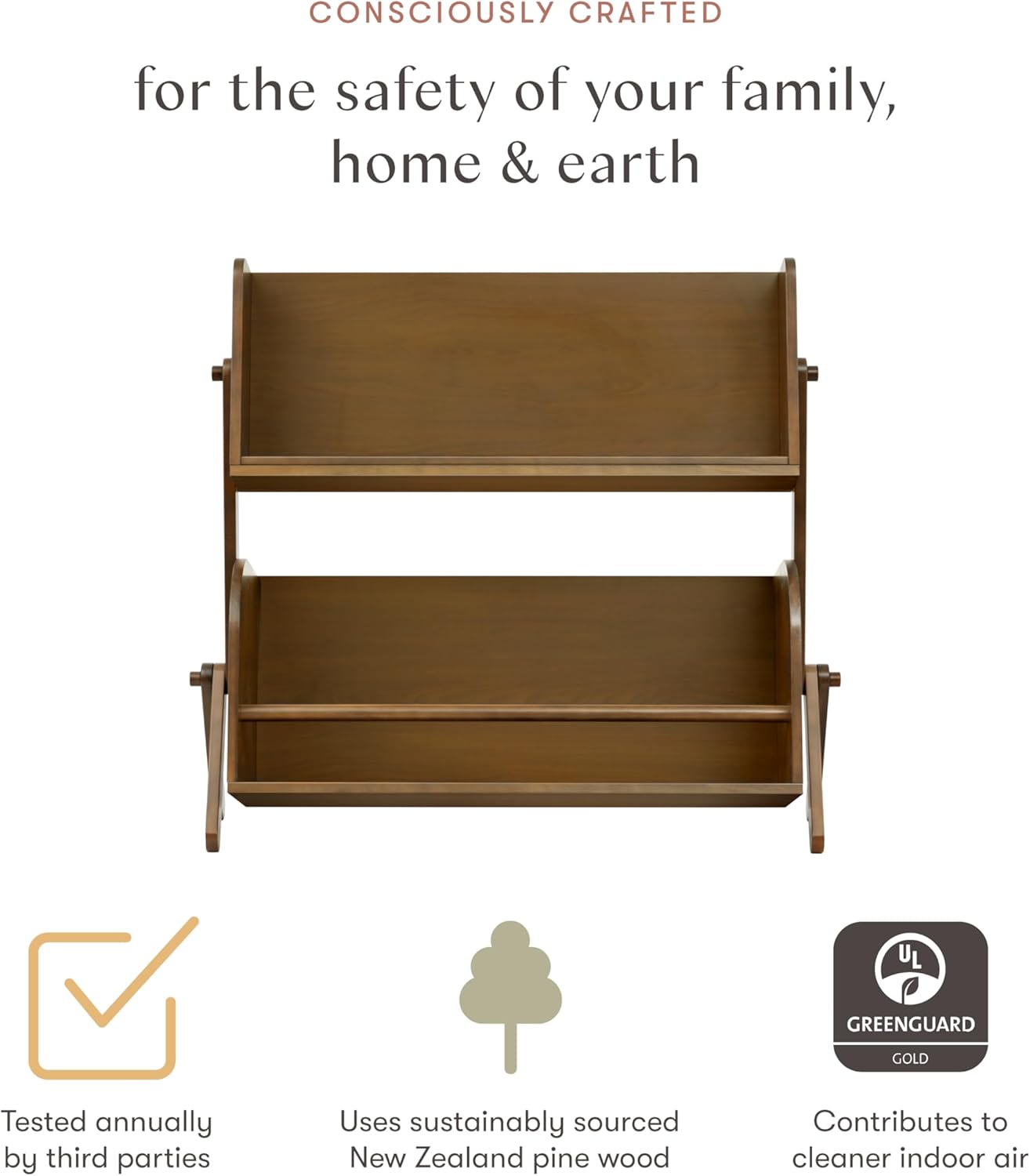 Babyletto Kids Tally Storage and Bookshelf in Natural Walnut, Greenguard Gold Certified