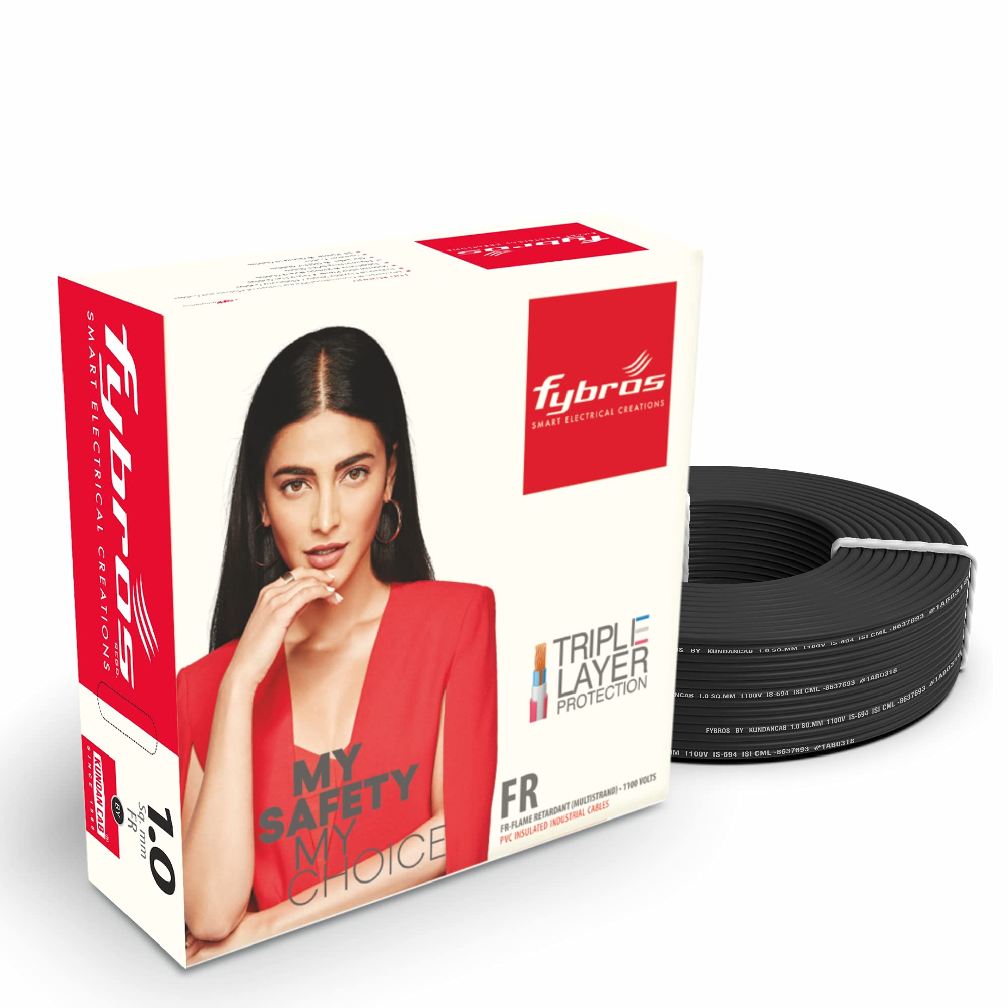 Buy Fybros by Kundan Cab PVC Insulated 1 sqmm Wire Multistrands Flame