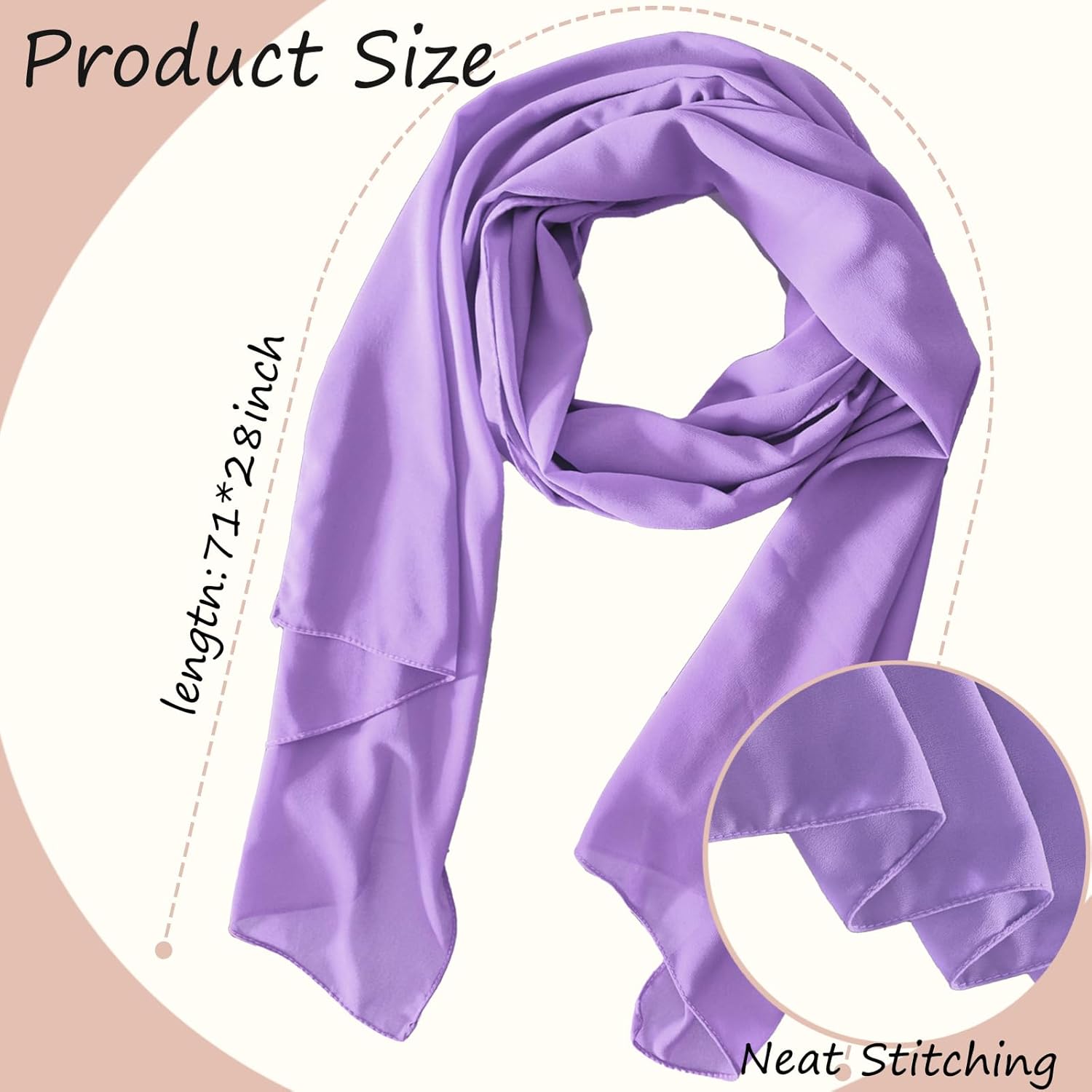 Beieverluck 10 Pieces Chiffon Hijab Head Scarf for Women Solid Color Chiffon Long Scarf Shawls and Wraps Lightweight, 10 Colors - Image 2