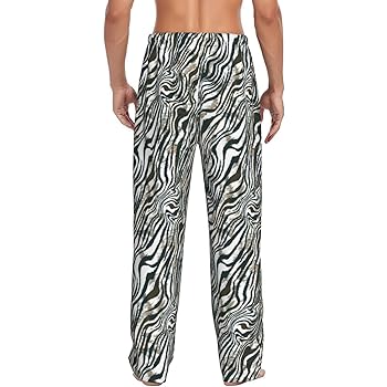 Buewutiry Zebra Print Black White Mens Pj Pants,Soft Men