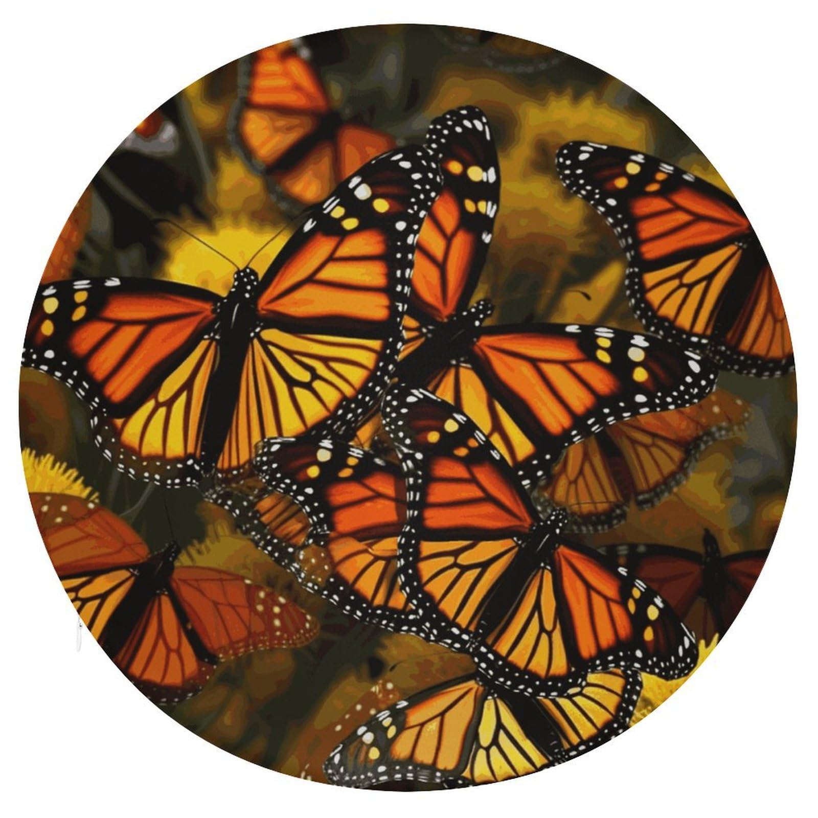 Wsoihfec Style Monarch Butterflies Seat Cushion Round Chair Pad