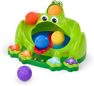 Bright Starts Poppin' Ball Frog Toy - Bouncing Balls, Lights, Sounds & 4 Play Modes for Babies 6 Months+