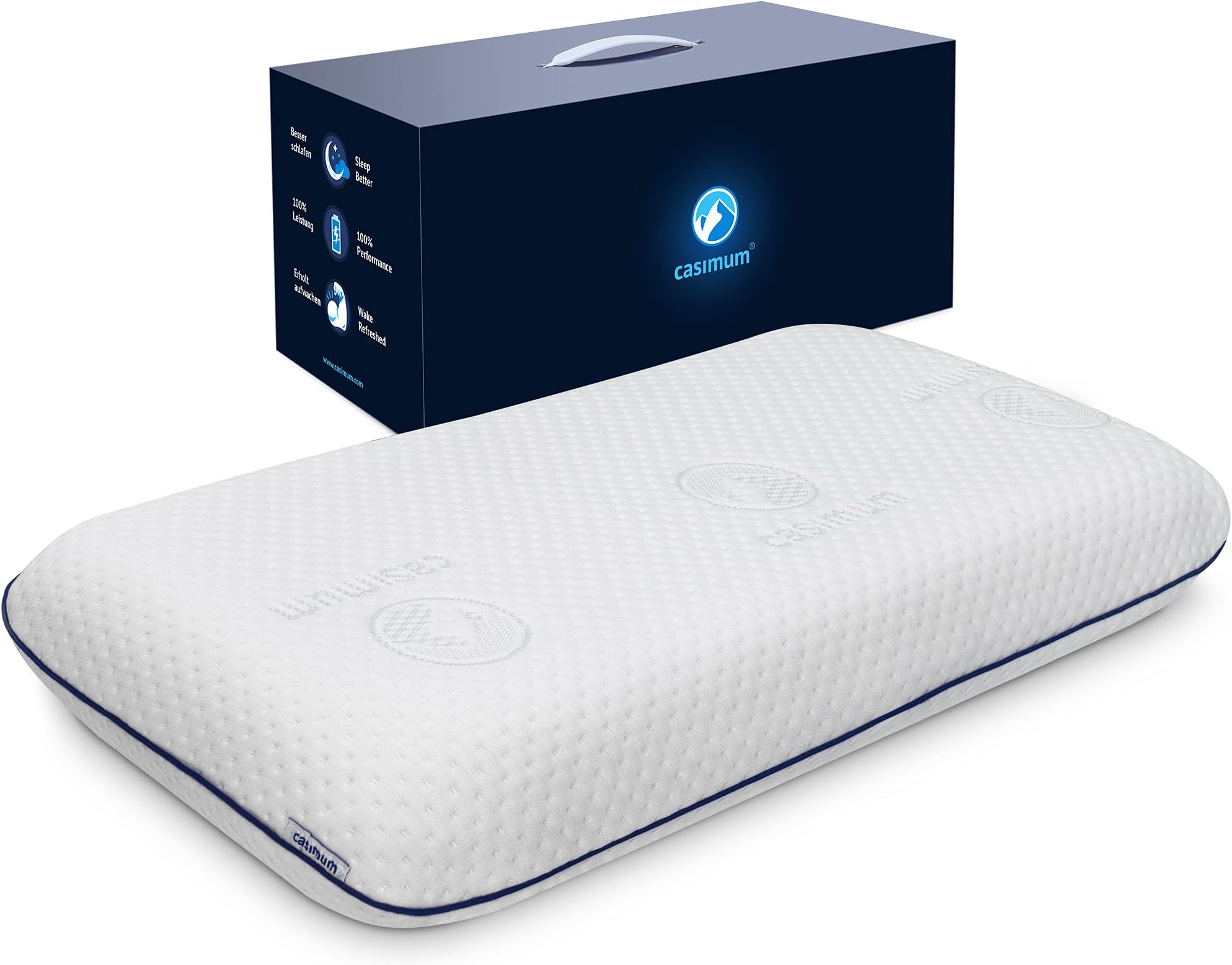 casimum Cervical Sleeping Pillow for Neck Support - Supportive Memory Foam Cushion with Breathable Soft Cover. Ergonomic Comfort for Back and Side sleepers. 28x16 in